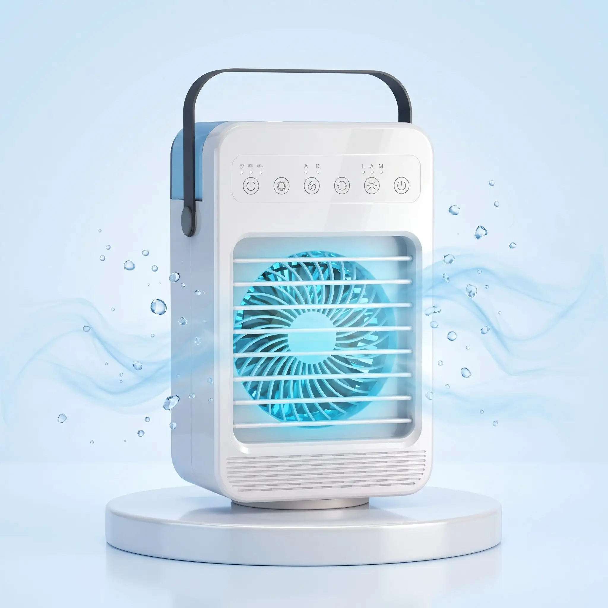 Nahaufnahme des CoolJet Wassertanks und der Ultraschall-Vernebelungstechnik