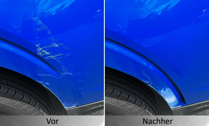 NuraFix Vergleich — Vor und Nach der Anwendung auf Autolack